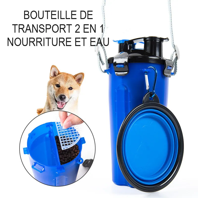 AquaFeed™ - Bouteille Multifonction 2-en-1 pour Animaux de Compagnie